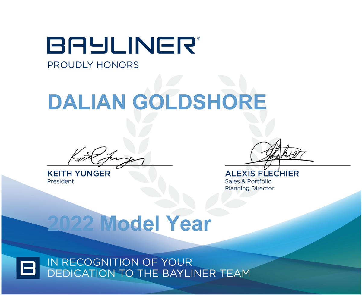 Bayliner Dealer Certificate - DALIAN 2021